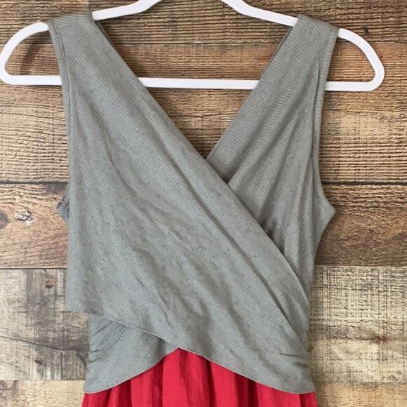Amadi Lola Surplice Sleeveless Dress Two Tone Coral Pink Gray Size Small NWT - Picture 3 of 12